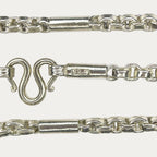 90g silver necklace clasp close up and hallmark DEXZION 97% silver and gold chain