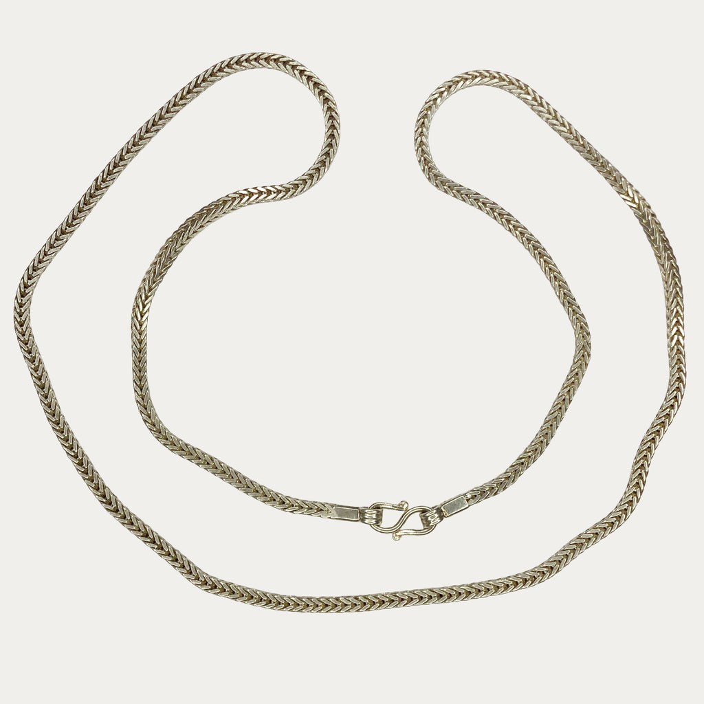 925 sterling silver Snakeskin Square Rope link design full length view