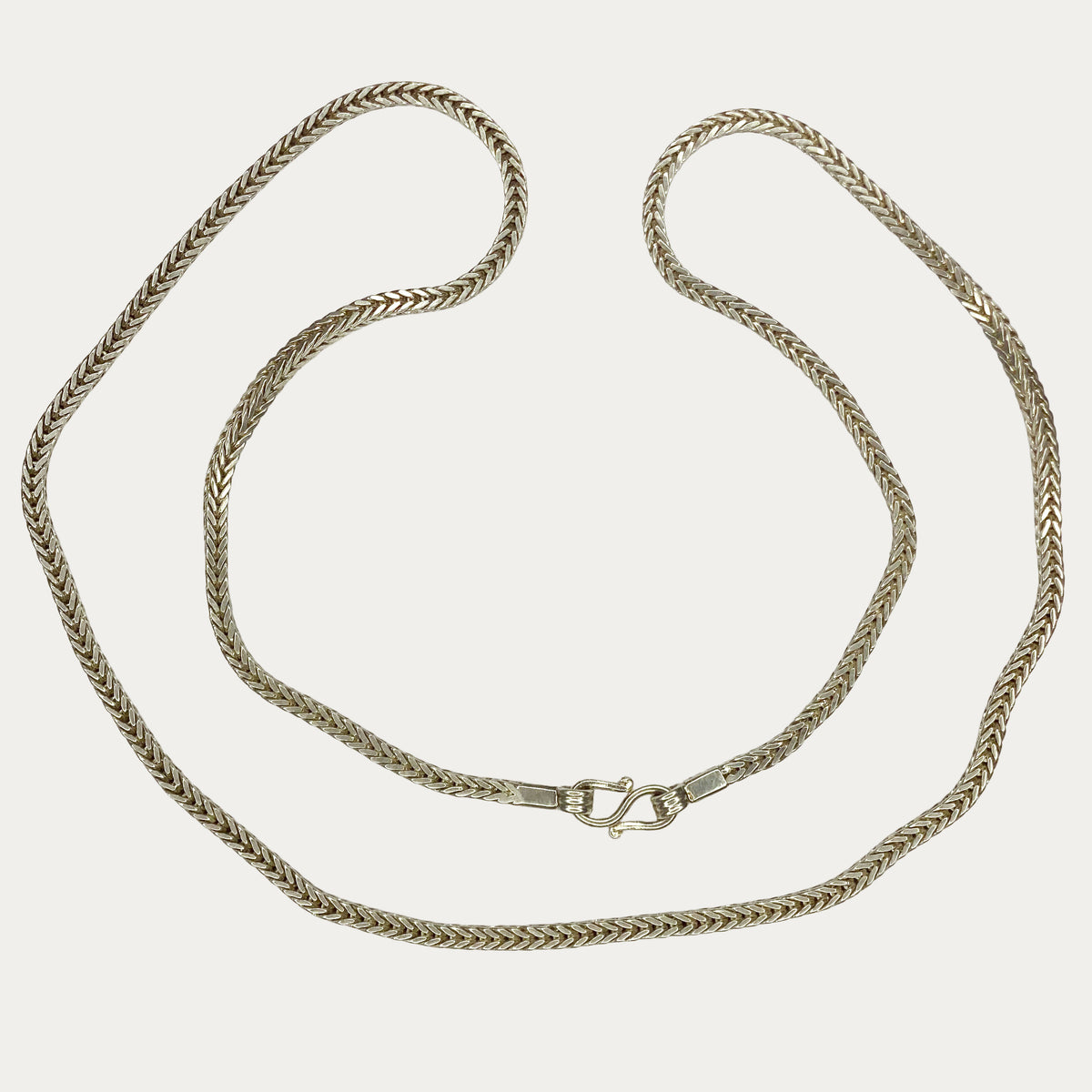 925 sterling silver Snakeskin Square Rope link design full length view