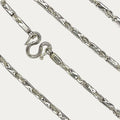 Silver Chain for Men | Sugarcane Khmer Link | 925 Sterling | 55g | 30" | 5mm | Handmade Silver & White Gold Necklace