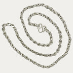 Full-length view of solid 925 silver teardrop chain necklace