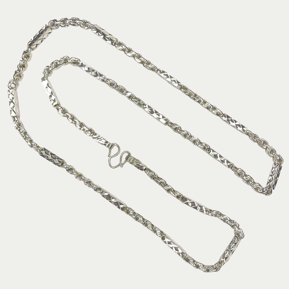 solid silver gift for men Sugarcane Fluted Bar chain