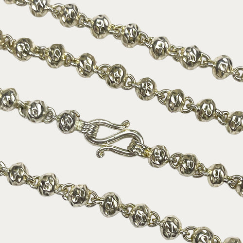 Beaded solid silver necklace with S shaped clasp