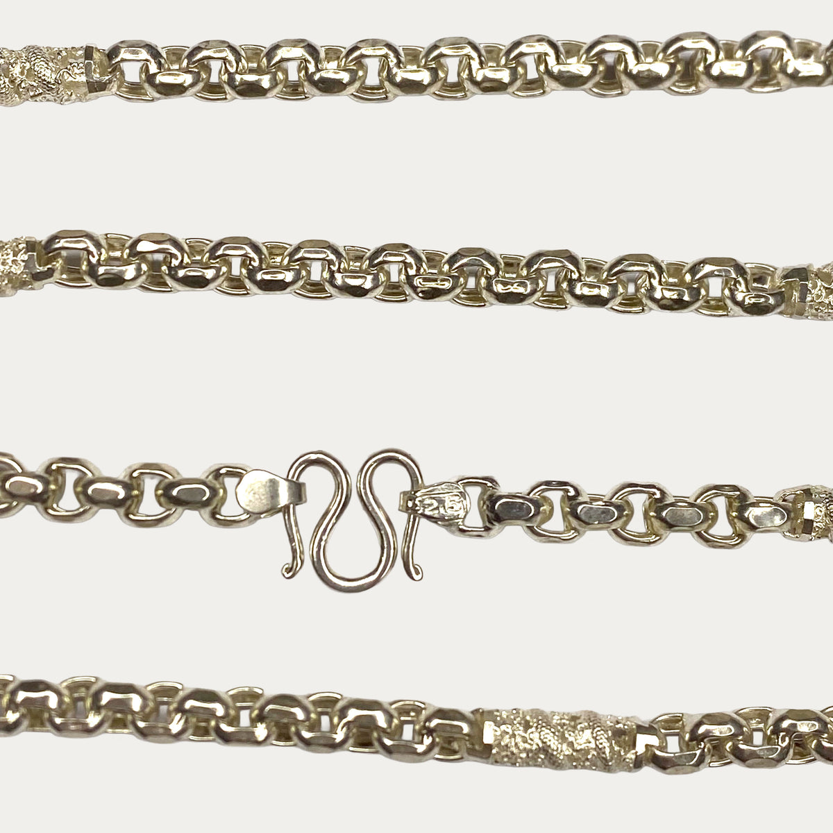 real silver Dragon chain clasp detail close up
