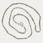 Silver Chain for Men | Square Box Link | 925 Sterling | 50g | 33" | 4mm | Handmade Silver & White Gold Necklace