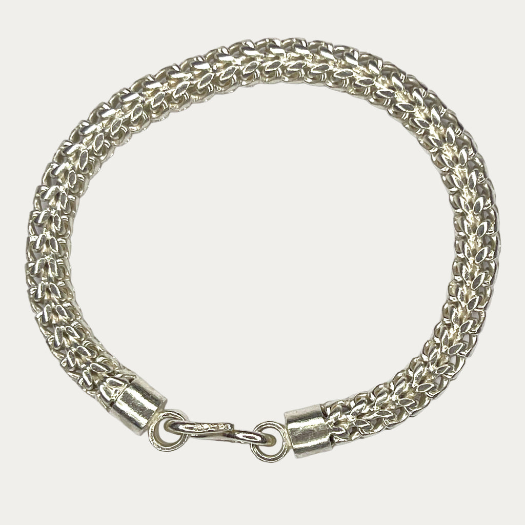 Silver Bracelet For Women | Bismark Link | 26g | 7.5" | 6mm | Handmade Silver & Gold Bracelet