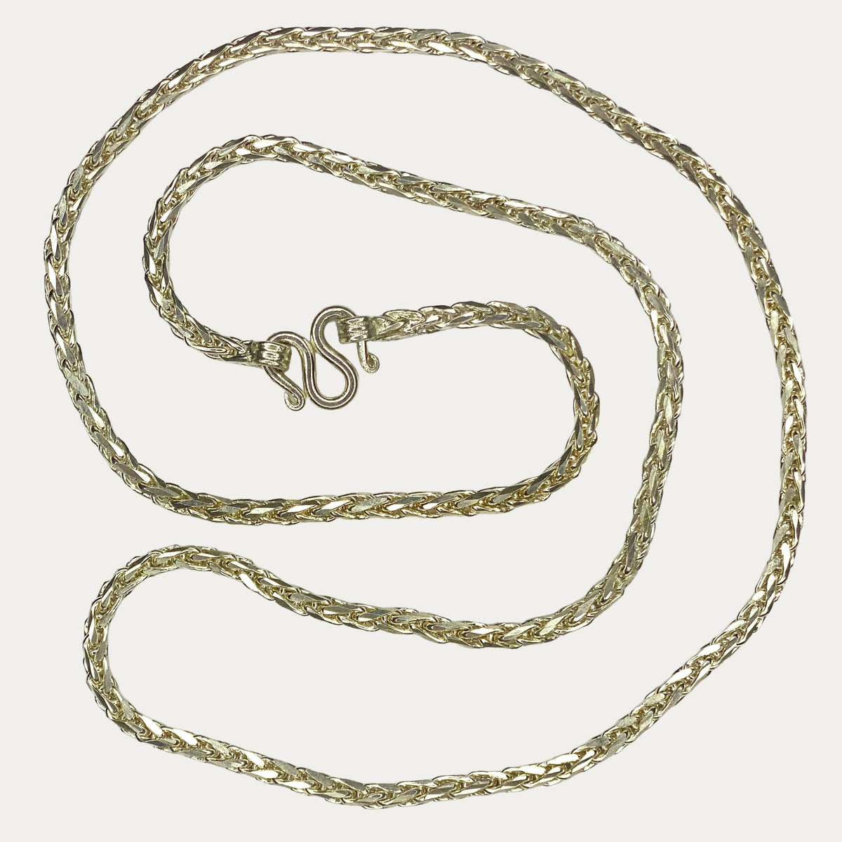 DEXZION solid silver Dragon Scale link chain full view