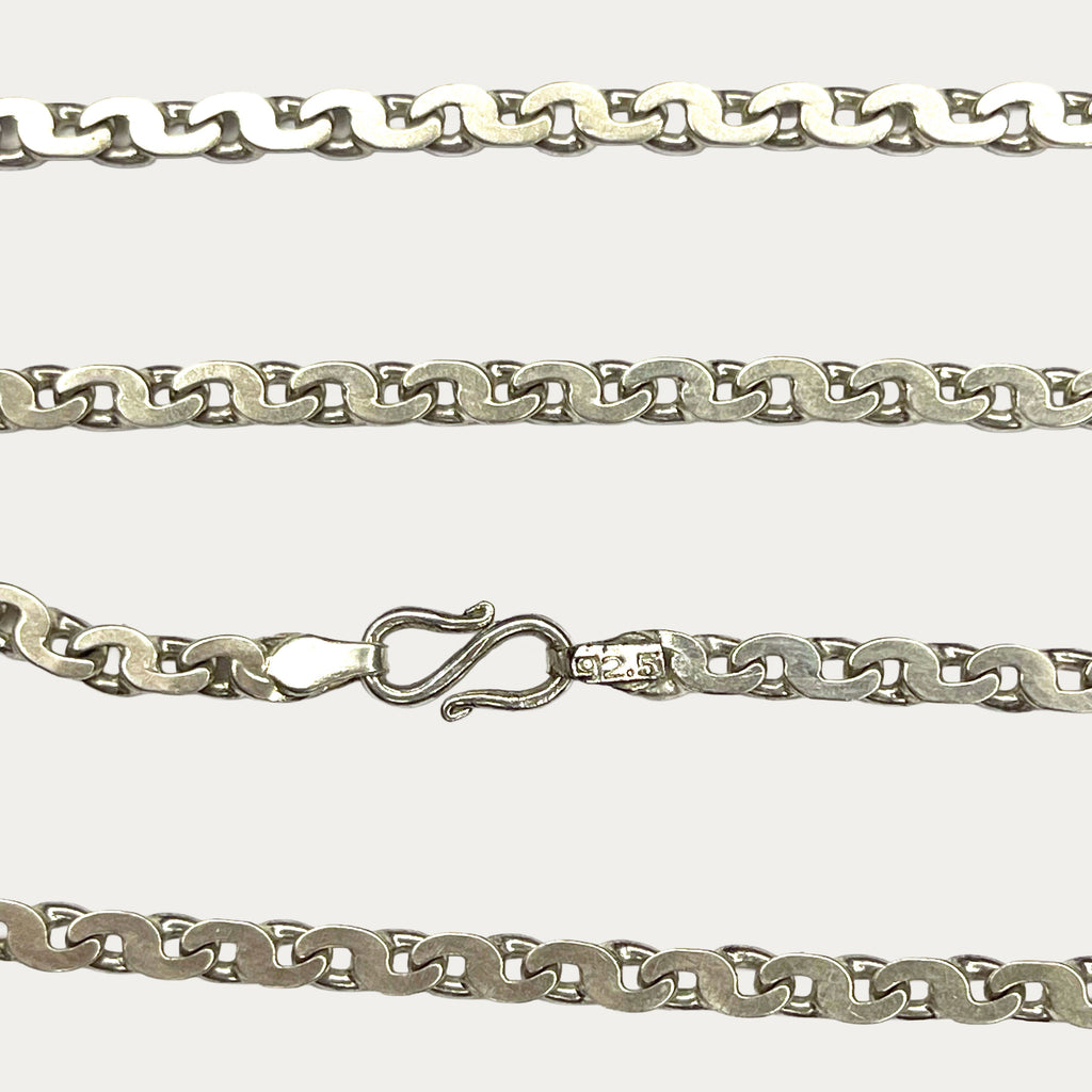 Silver Chain for Men | Flat S Link | 22g | 20" | 5mm | Handmade Silver Necklace