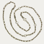 Gift for men Triple Bar Khmer Sugarcane silver chain necklace full length view