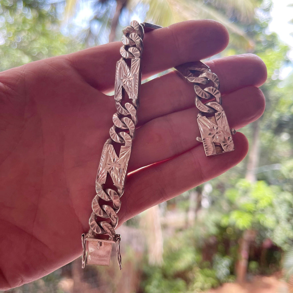 99% silver bracelet in starburst cuban link