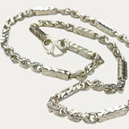 Sugarcane Fluted Bar Link necklace. Southeast Asian style. Handmade silver necklace.