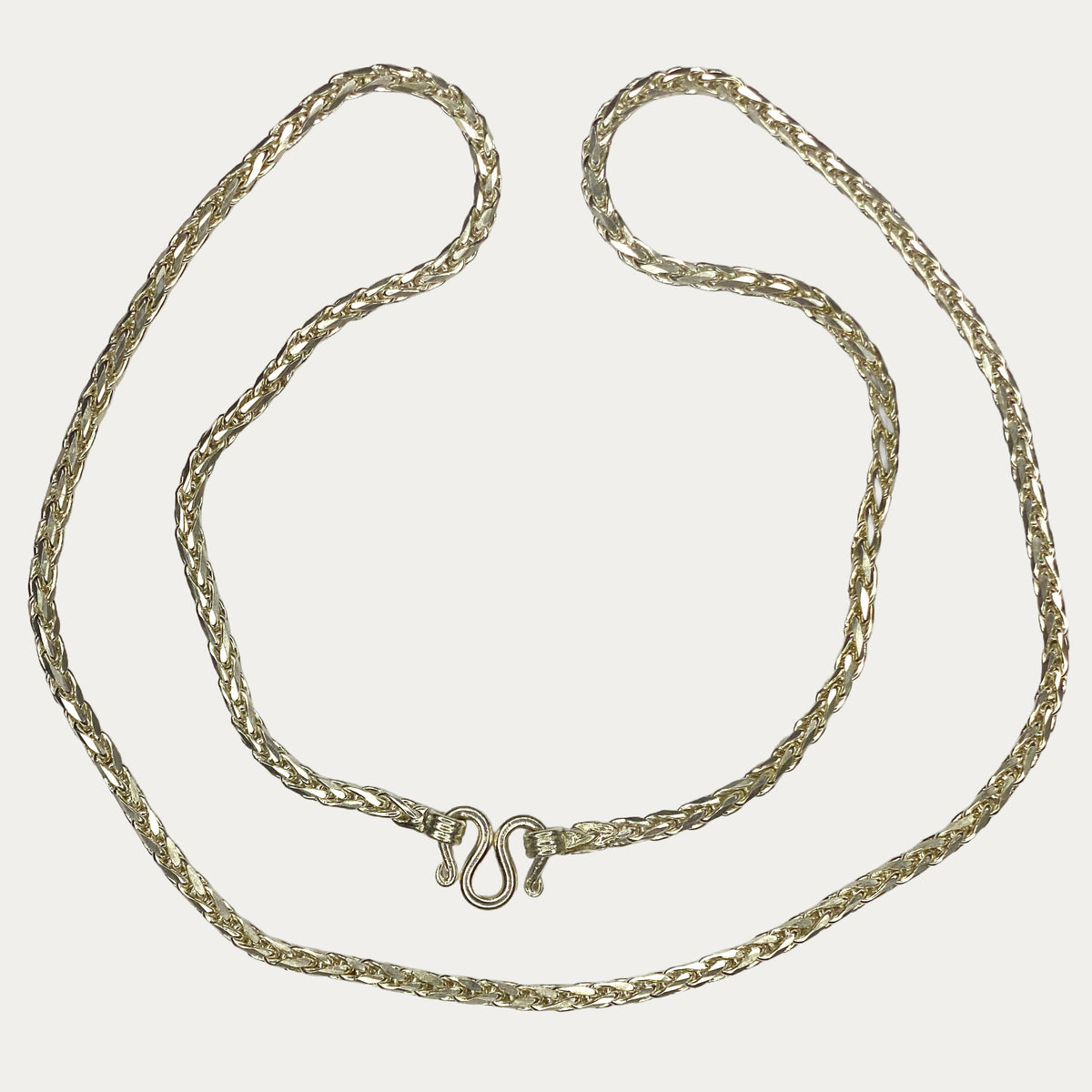 Handmade silver dragon scale chain full view