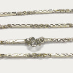 Sugarcane Baht Necklace - Handmade White Gold & Silver Chain