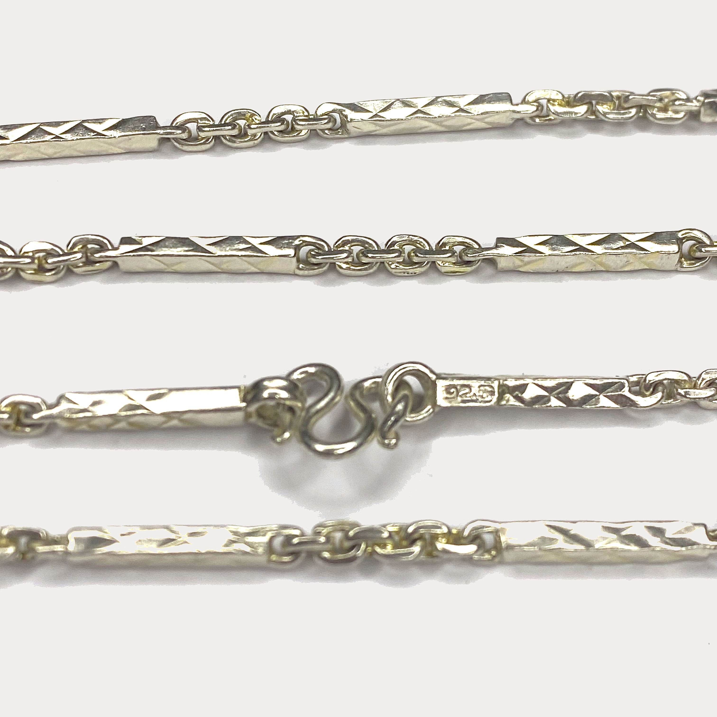 Sugarcane Baht Necklace - Handmade White Gold & Silver Chain