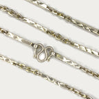 Sugarcane Baht Necklace - Handmade White Gold & Silver Chain