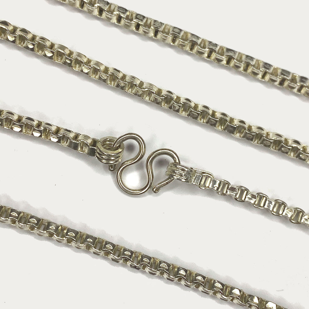 Box link Necklace - Handmade Silver Chain