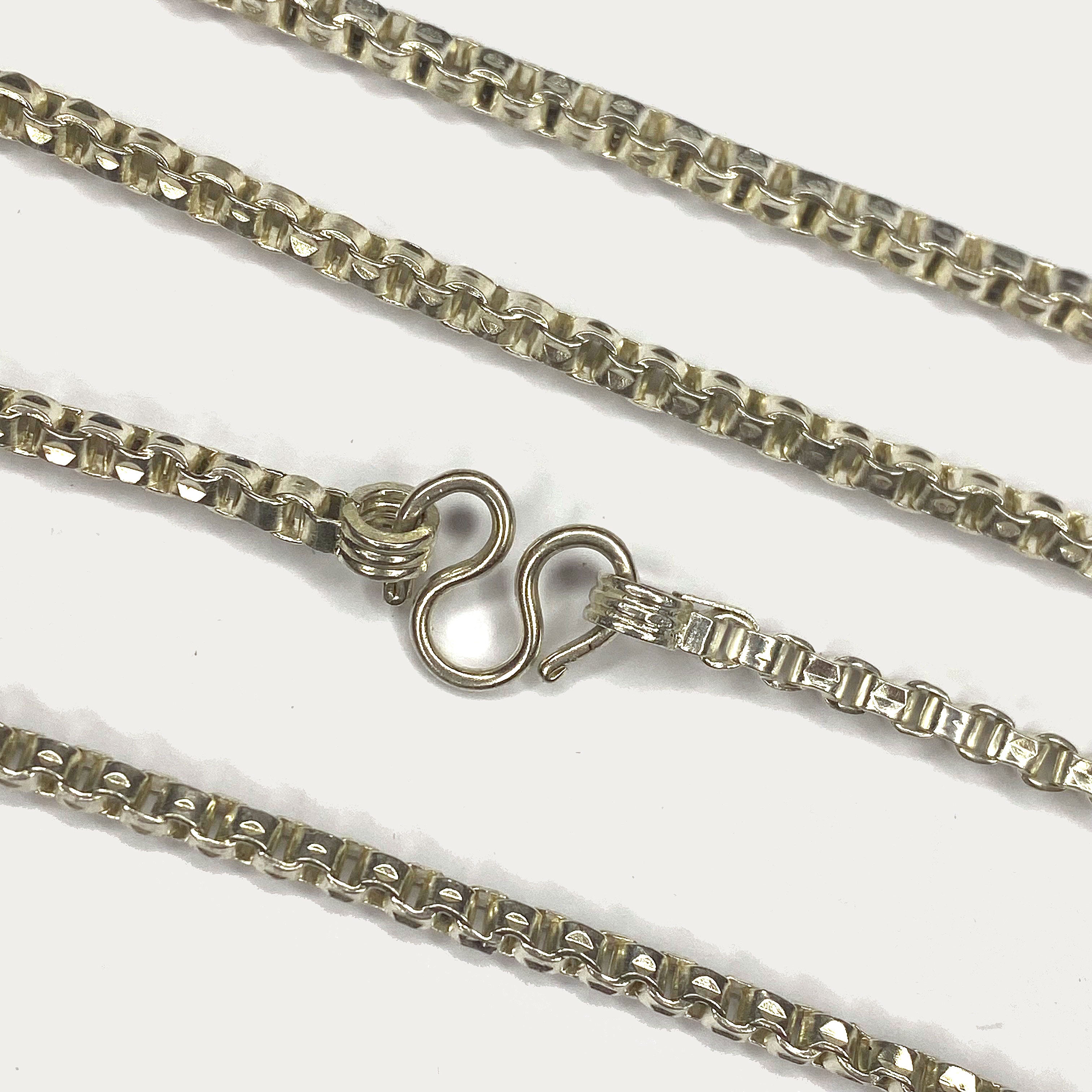 Box link Necklace - Handmade Silver Chain