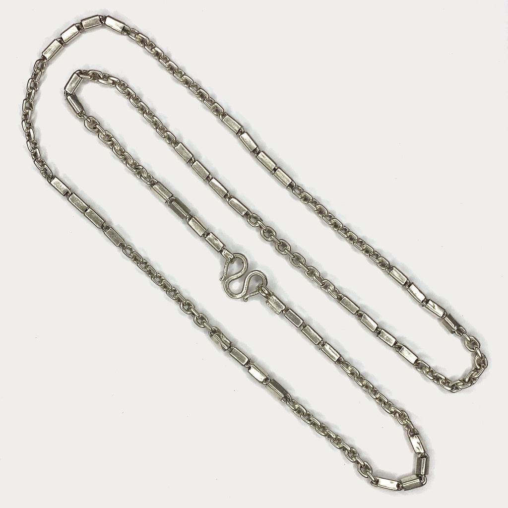 Triple Bar Baht Necklace - Handmade Silver Chain