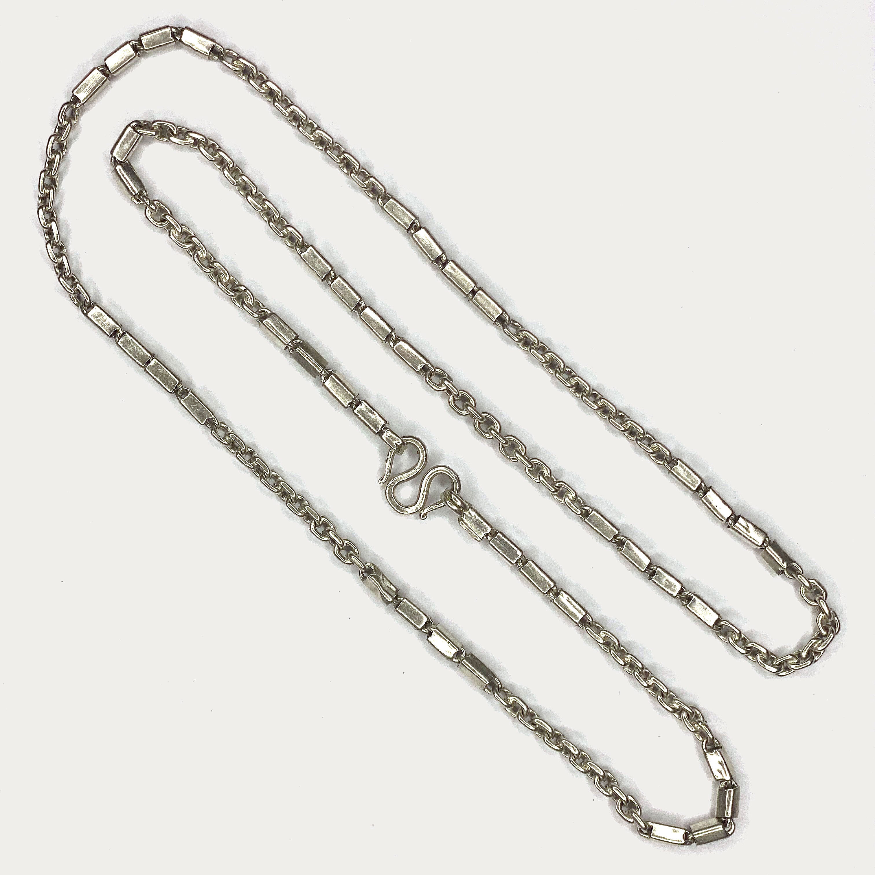 Triple Bar Baht Necklace - Handmade Silver Chain