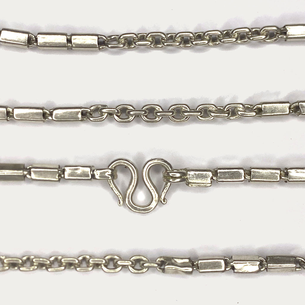 Triple Bar Baht Necklace - Handmade Silver Chain