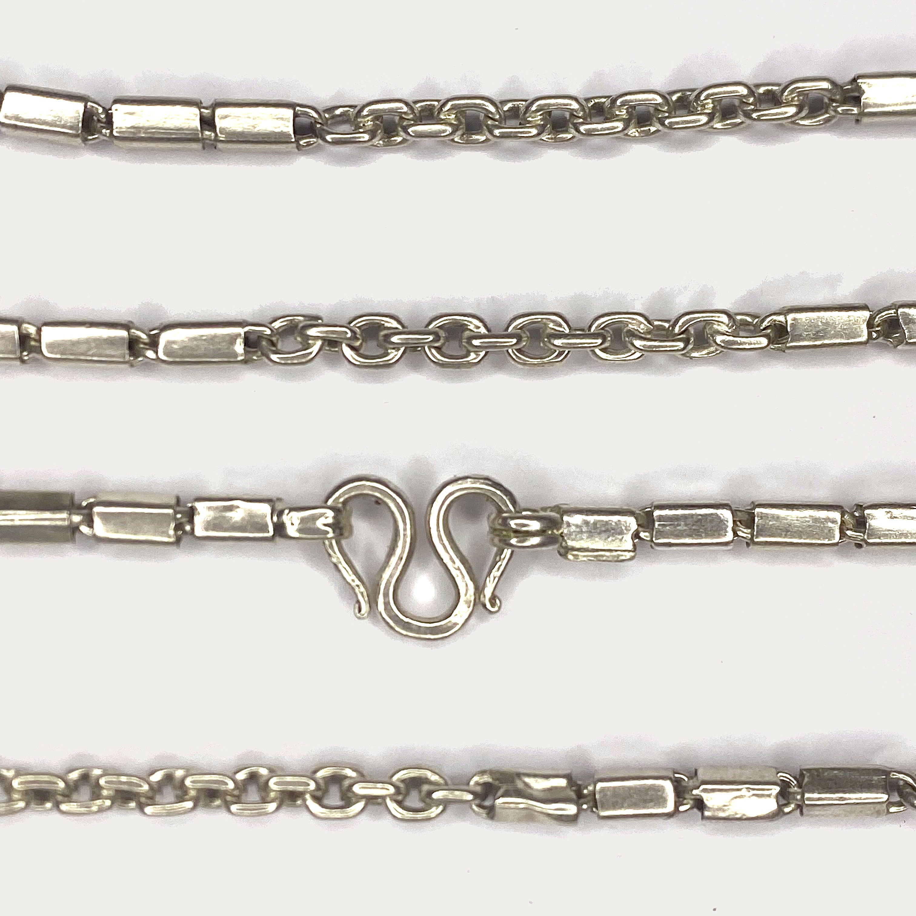 Triple Bar Baht Necklace - Handmade Silver Chain