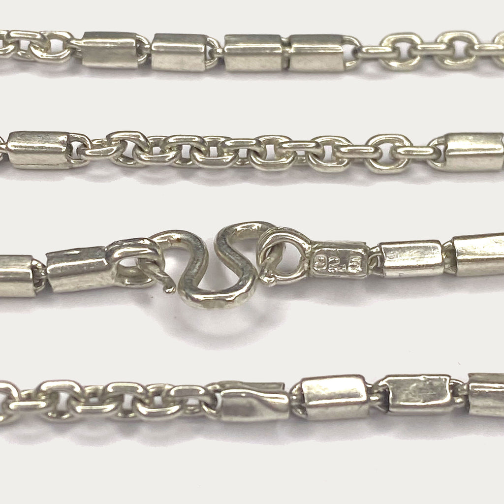 Triple Bar Baht Necklace - Handmade Silver Chain