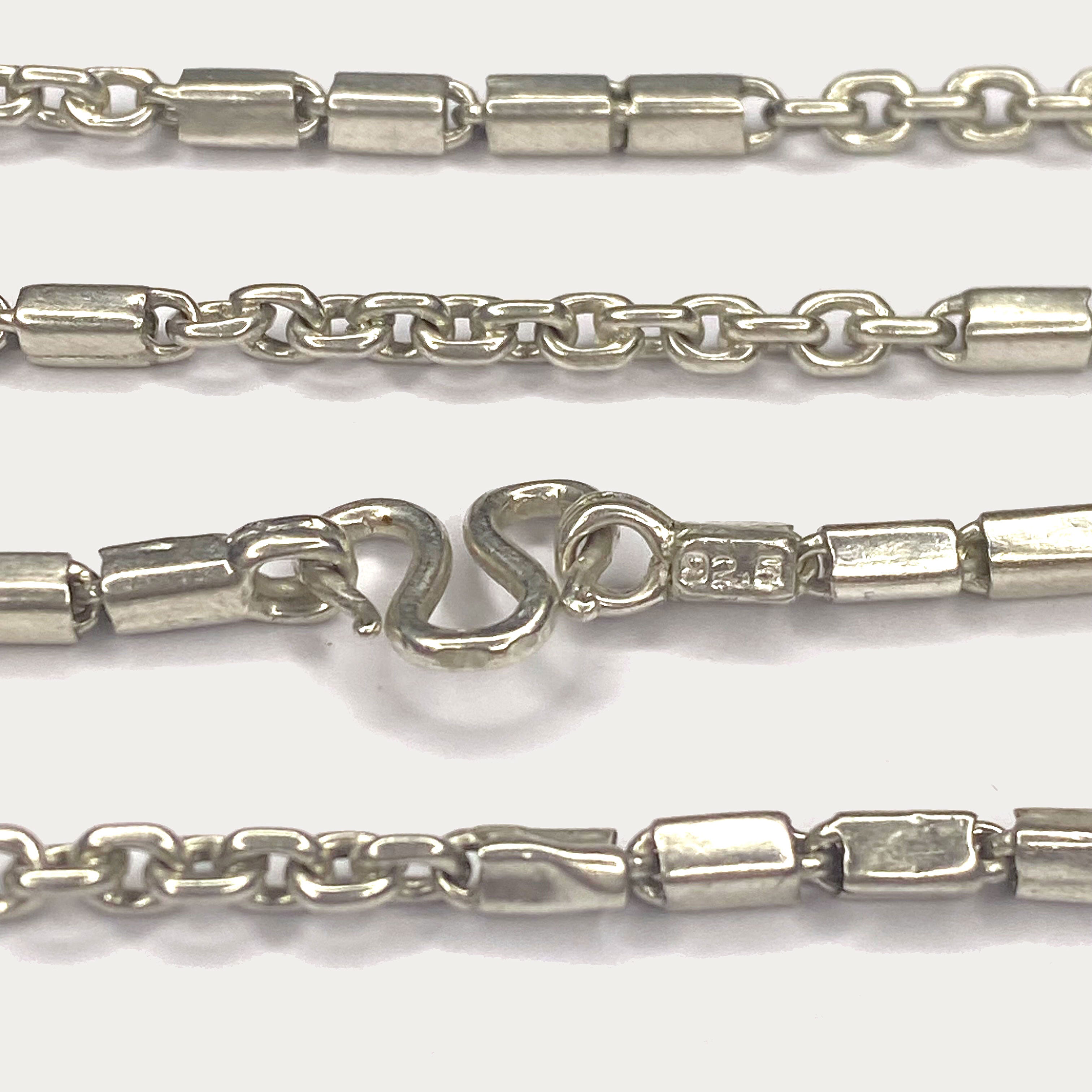 Triple Bar Baht Necklace - Handmade Silver Chain