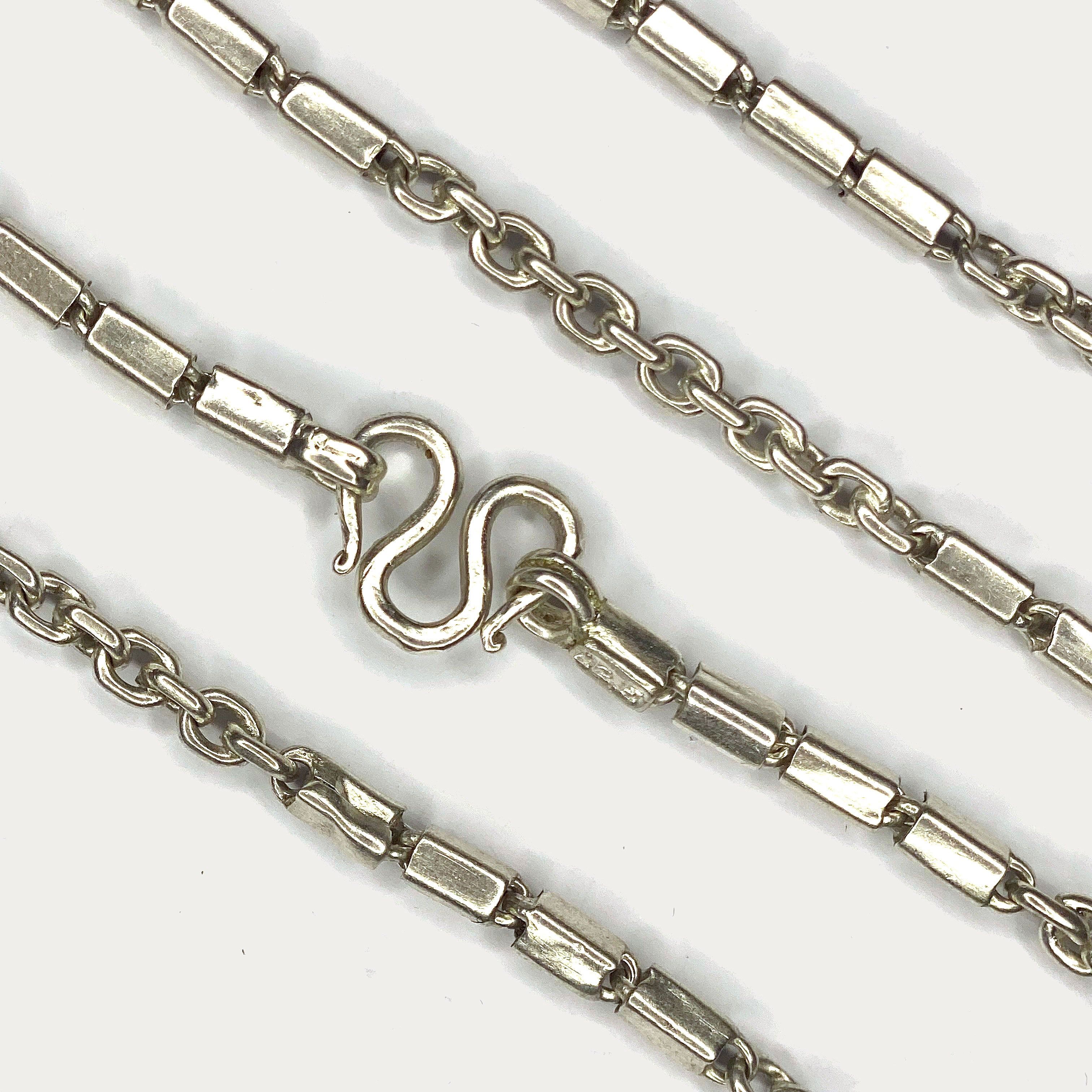 Triple Bar Baht Necklace - Handmade Silver Chain