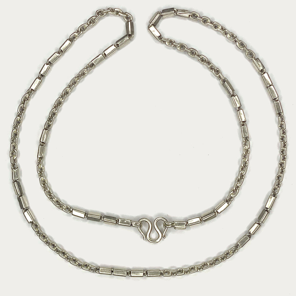 Triple Bar Baht Necklace - Handmade Silver Chain
