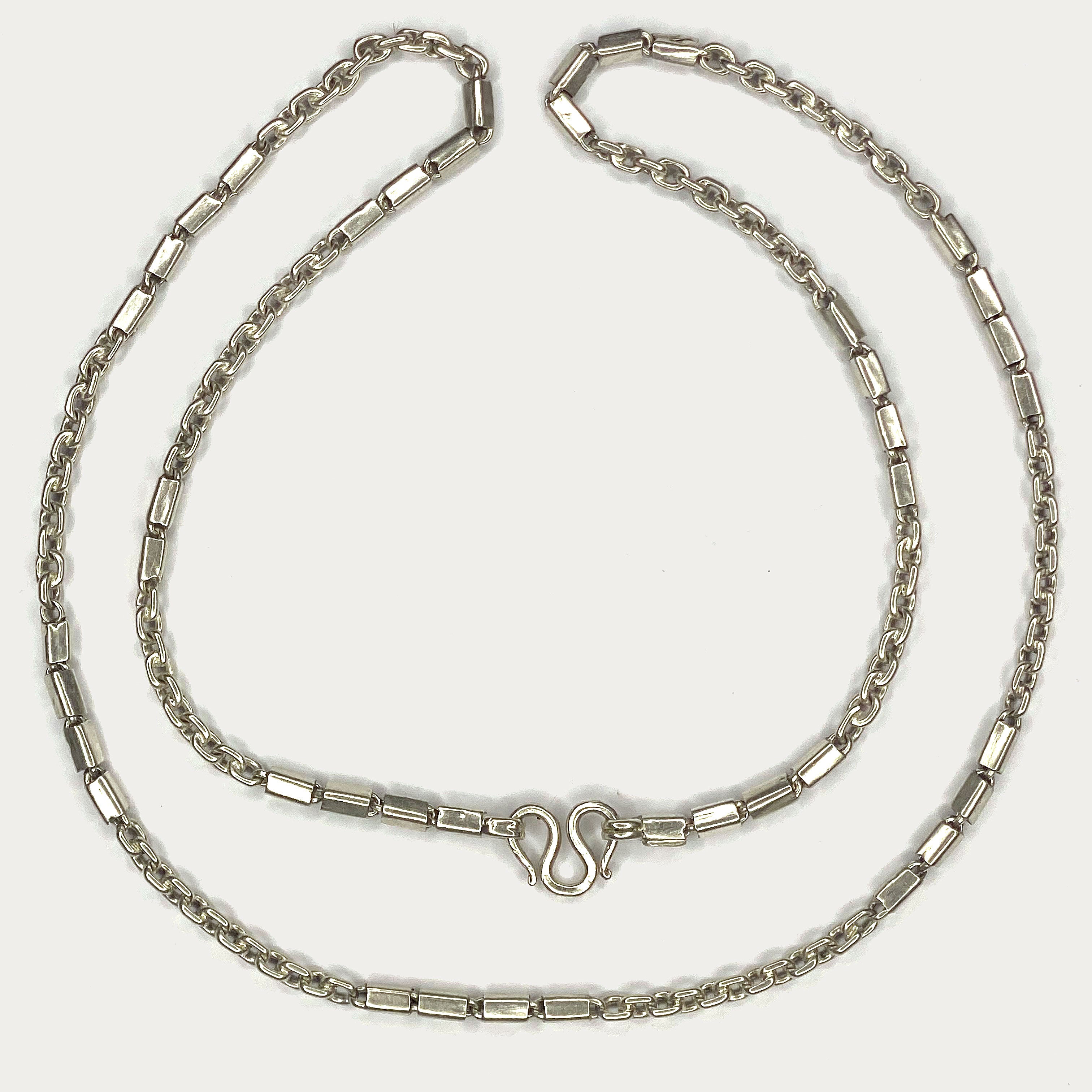 Triple Bar Baht Necklace - Handmade Silver Chain