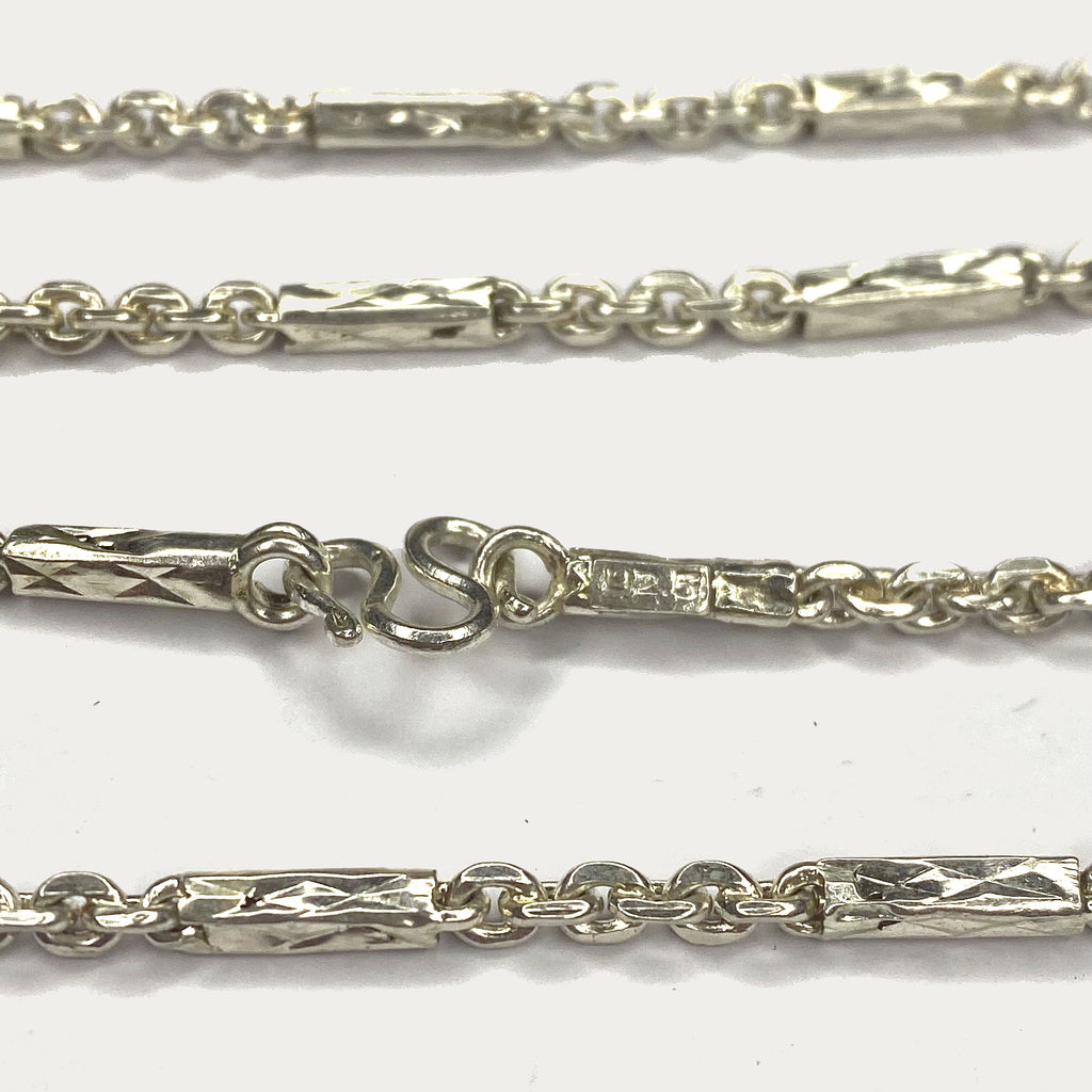 Sugarcane Baht Necklace - Handmade White Gold & Silver Chain