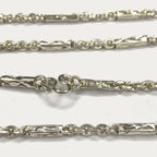 Sugarcane Baht Necklace - Handmade White Gold & Silver Chain