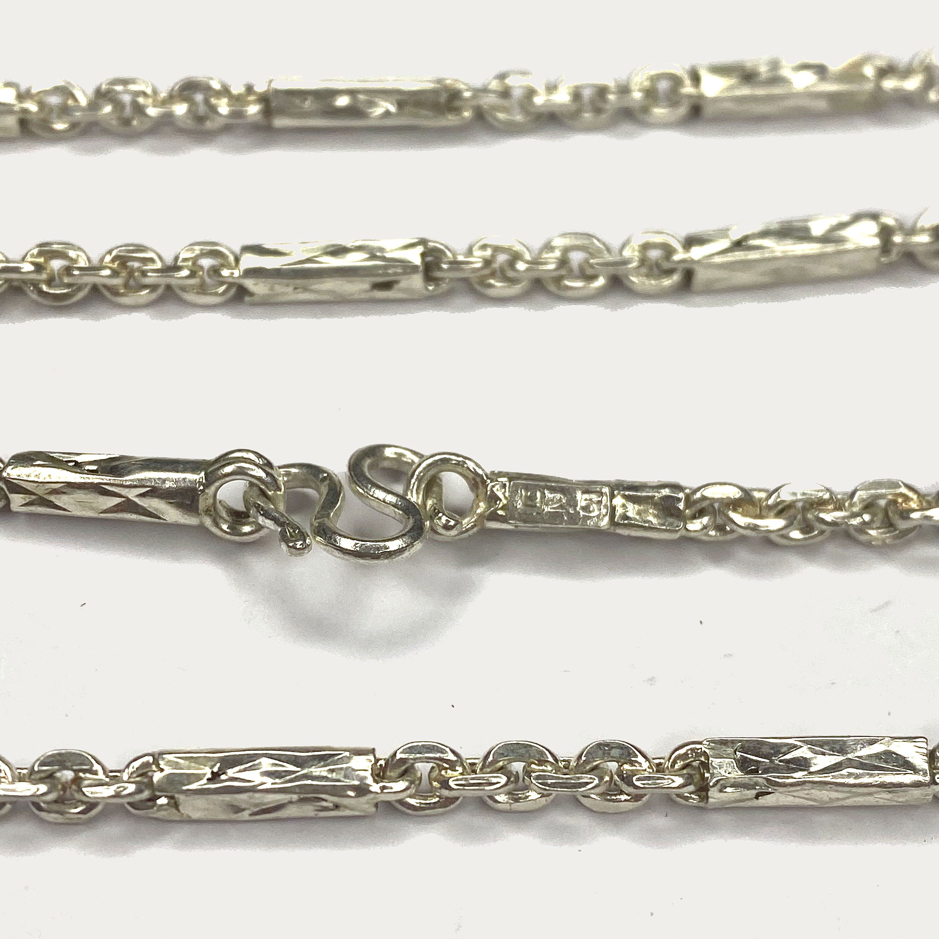Sugarcane Baht Necklace - Handmade White Gold & Silver Chain
