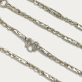 Sugarcane Baht Necklace - Handmade White Gold & Silver Chain