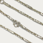 Sugarcane Baht Necklace - Handmade White Gold & Silver Chain
