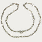 Sugarcane Baht Necklace - Handmade White Gold & Silver Chain