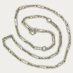 Sugarcane Baht Necklace - Handmade White Gold & Silver Chain