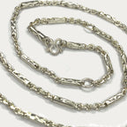 Sugarcane Baht Necklace - Handmade White Gold & Silver Chain