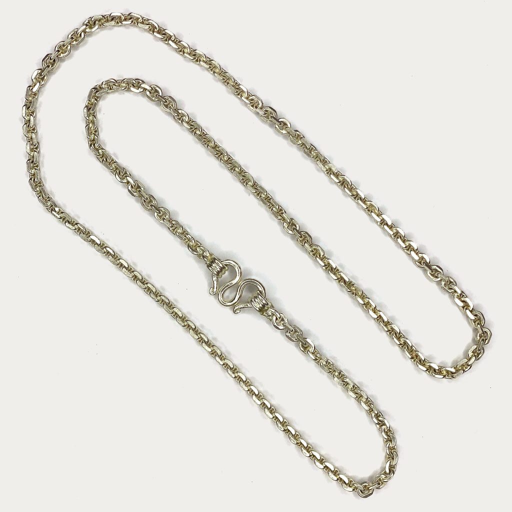Anchor Link Necklace - Handmade White Gold & Silver Chain