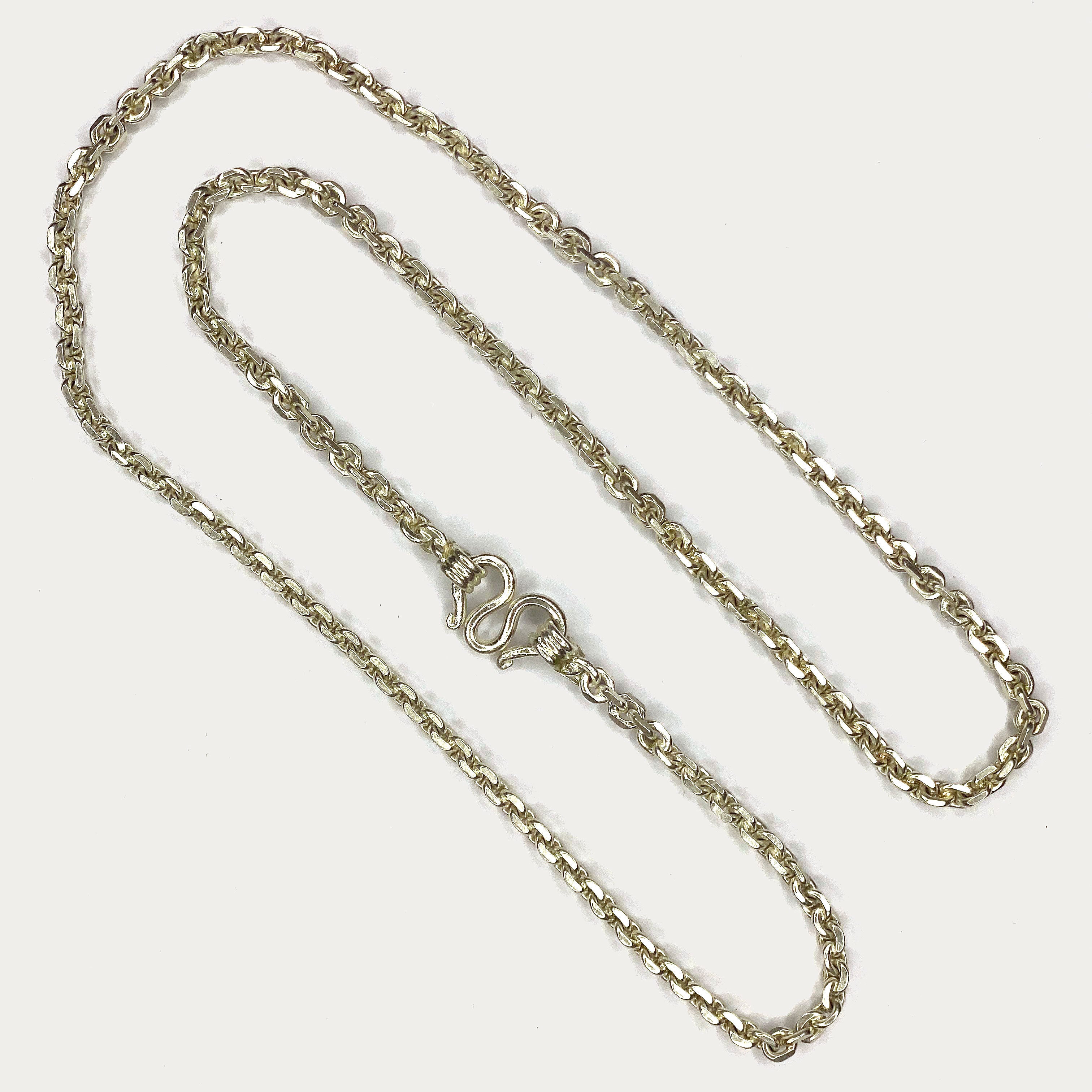 Anchor Link Necklace - Handmade White Gold & Silver Chain