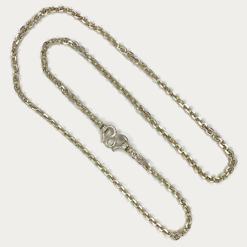 Anchor Link Necklace - Handmade White Gold & Silver Chain