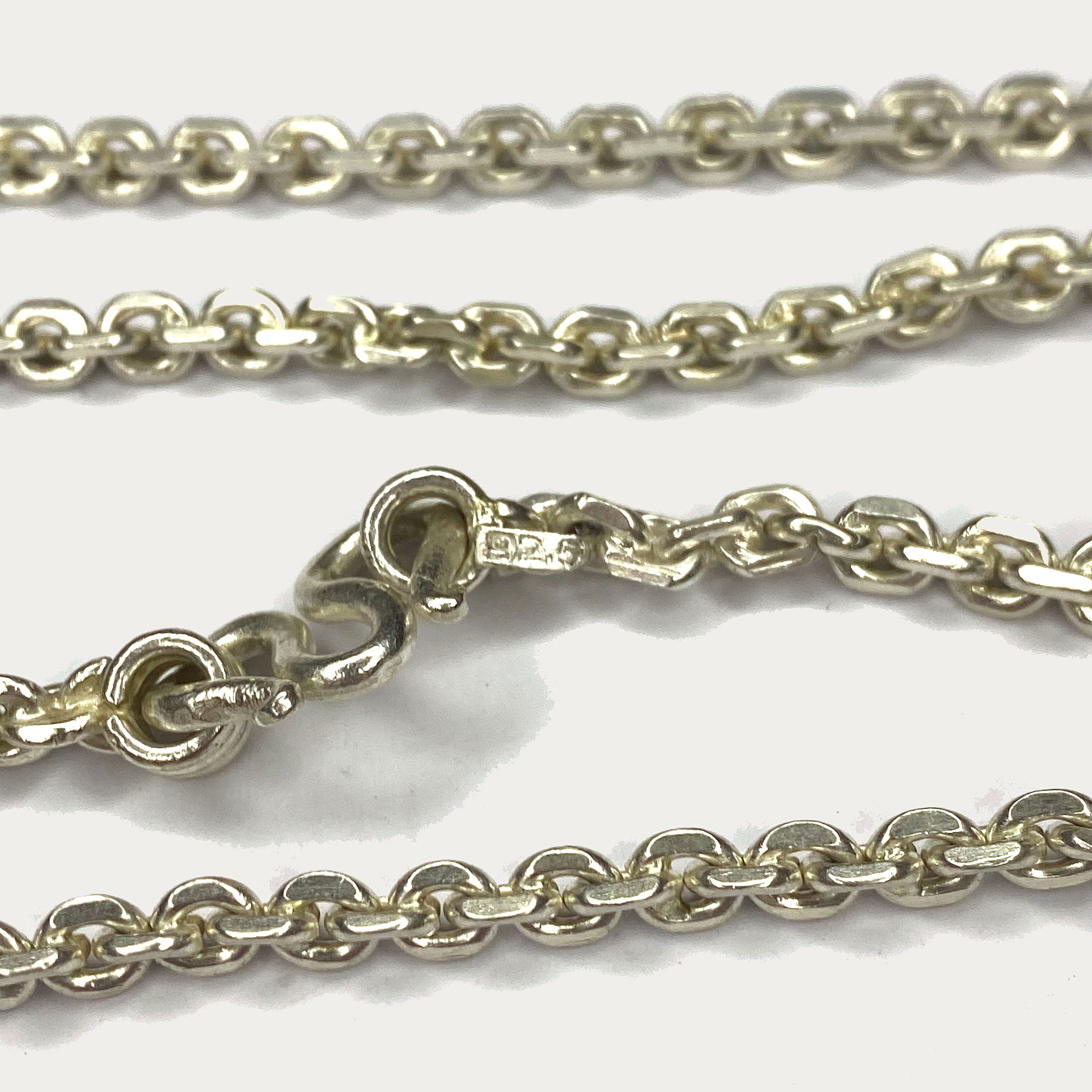 Anchor Link Necklace - Handmade White Gold & Silver Chain