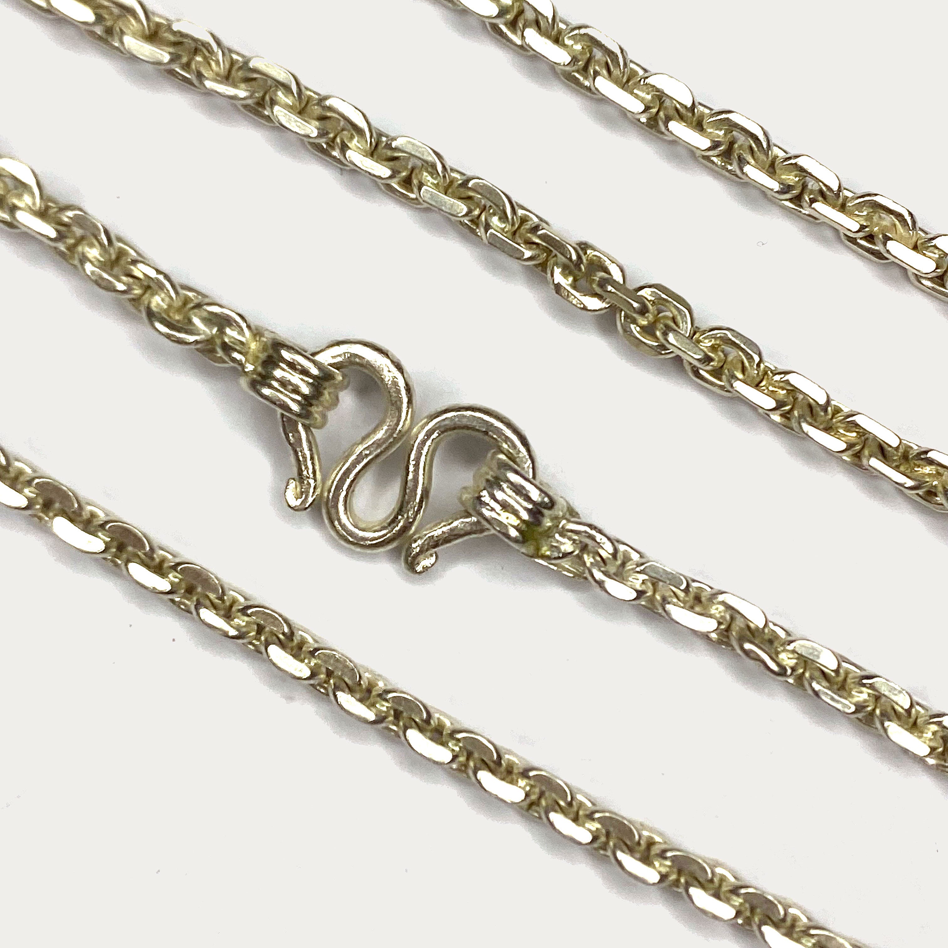 Anchor Link Necklace - Handmade White Gold & Silver Chain