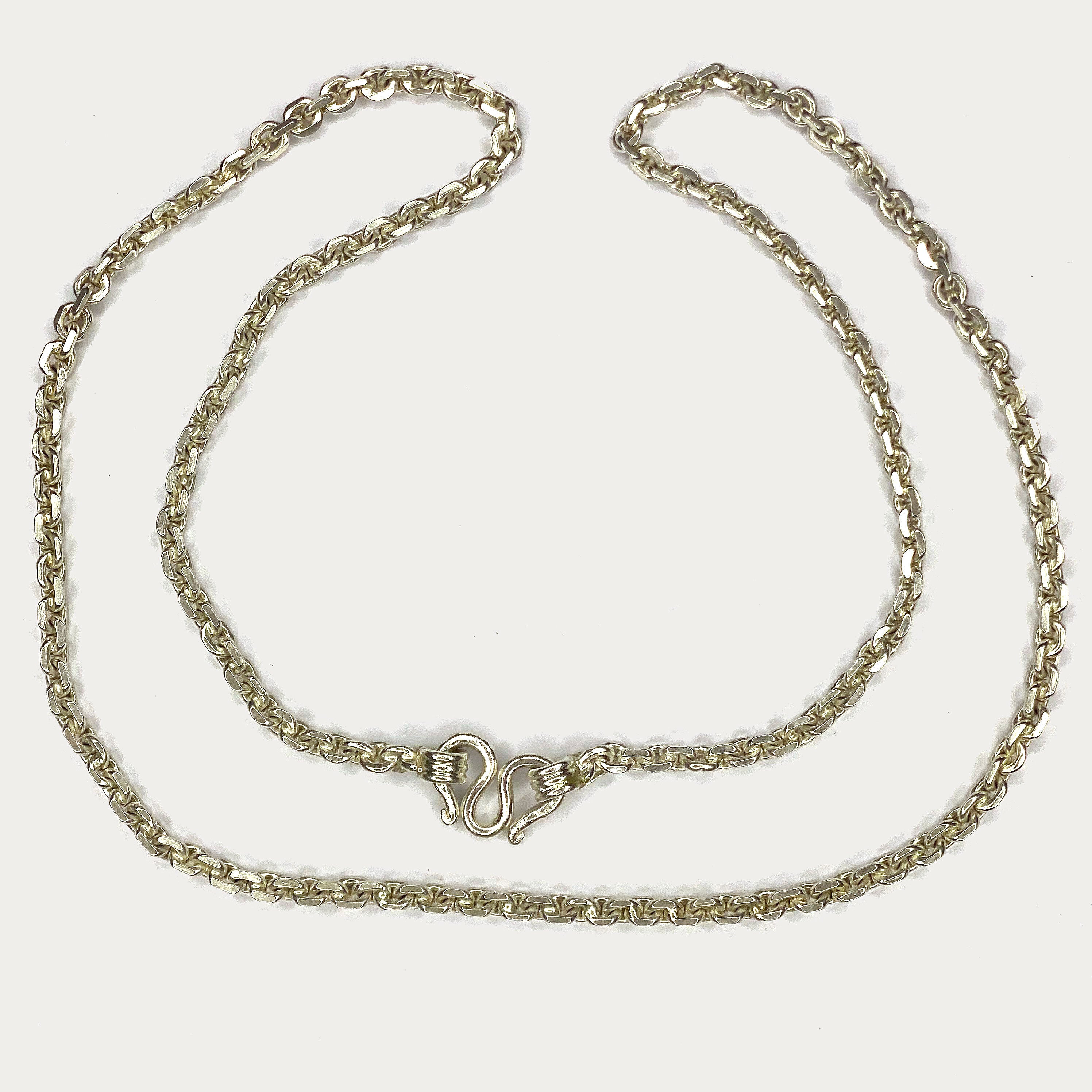 Anchor Link Necklace - Handmade White Gold & Silver Chain