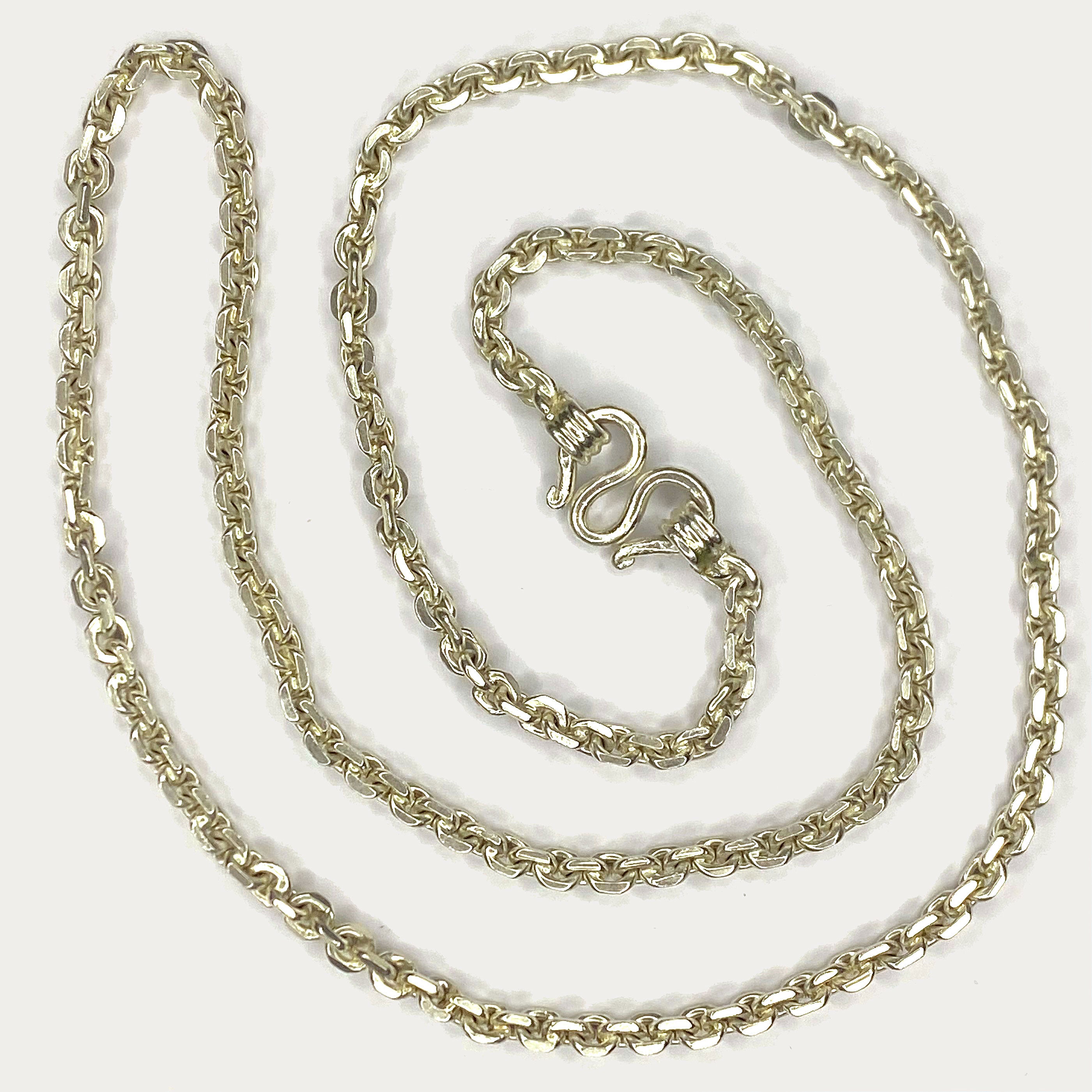 Anchor Link Necklace - Handmade White Gold & Silver Chain