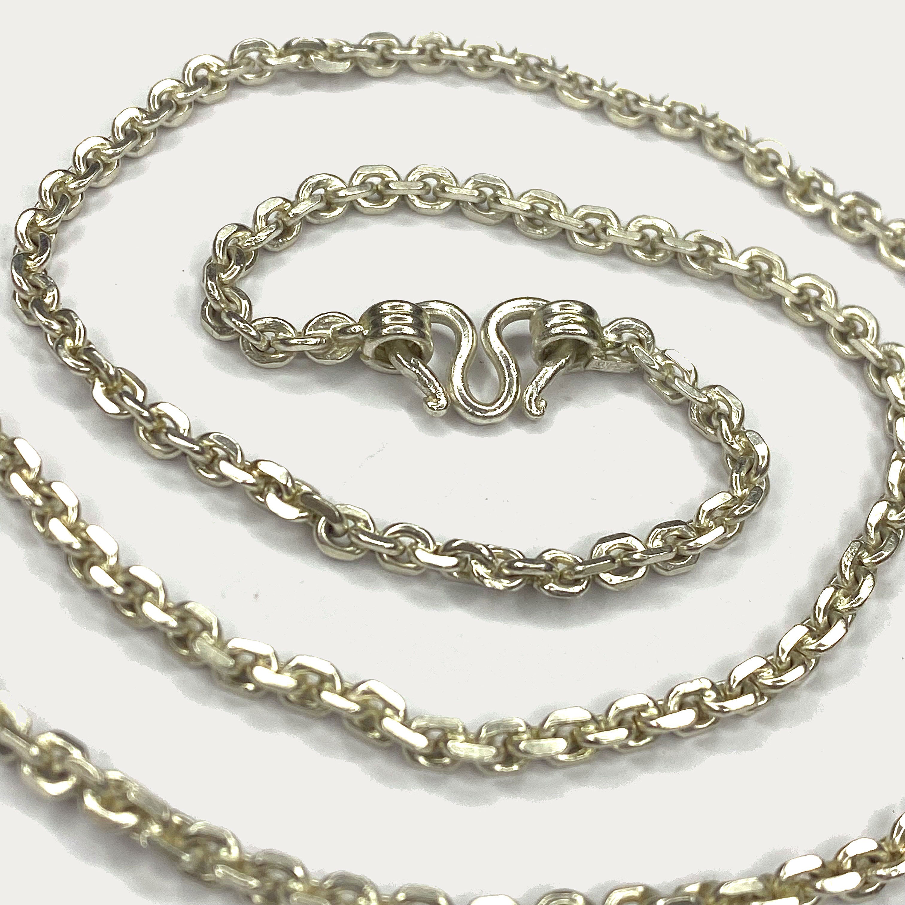 Anchor Link Necklace - Handmade White Gold & Silver Chain