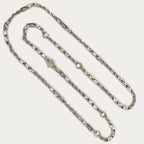 Triple Bar Thai Baht Necklace - Handmade Silver & White Gold Chain