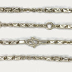 Triple Bar Thai Baht Necklace - Handmade Silver & White Gold Chain