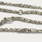 Triple Bar Thai Baht Necklace - Handmade Silver & White Gold Chain
