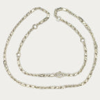Triple Bar Thai Baht Necklace - Handmade Silver & White Gold Chain